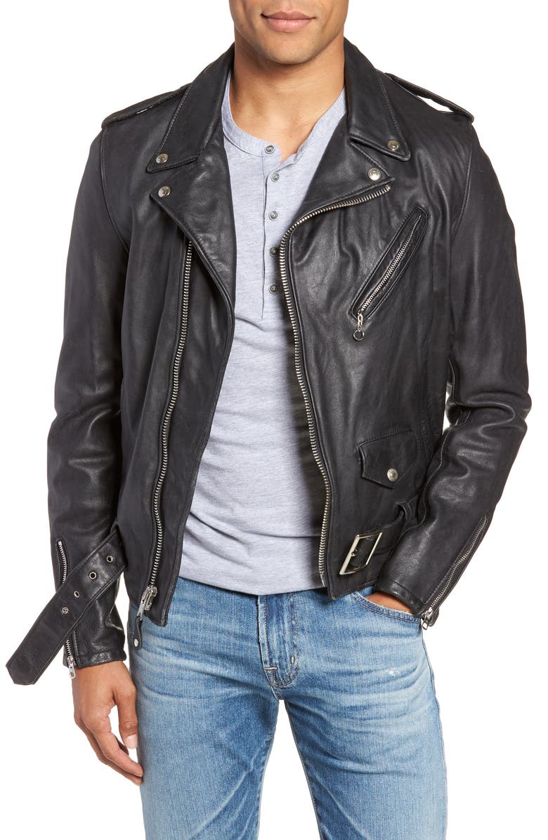 Hand Vintaged Cowhide Leather Motorcycle Jacket Schott NYC