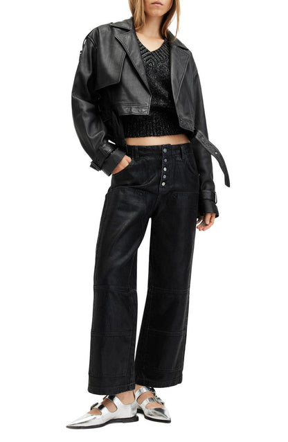 Ophelia Crop Leather Jacket AllSaints