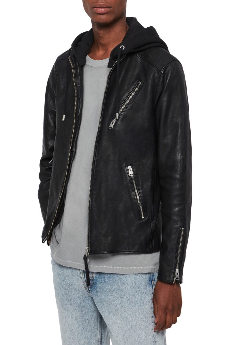 Harwood Hooded Leather Jacket AllSaints