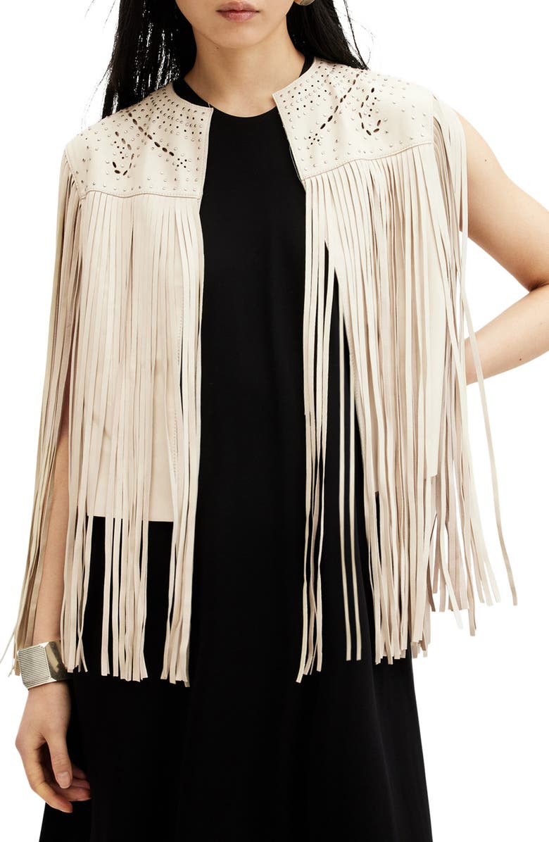 Elias Astral Leather Fringe Vest AllSaints