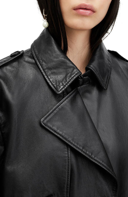 Hendry Leather Crop Trench Coat AllSaints