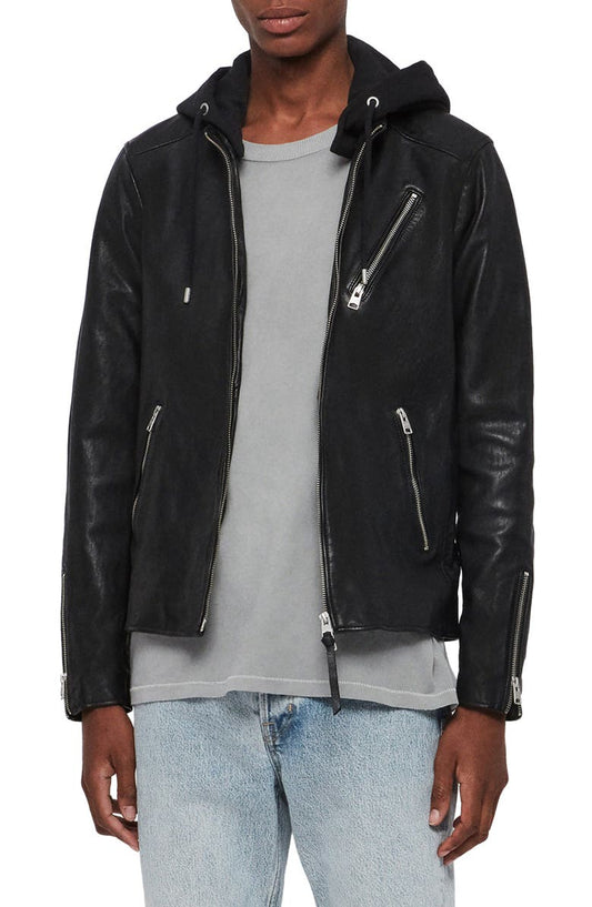 Harwood Hooded Leather Jacket AllSaints