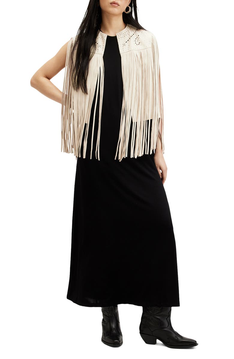 Elias Astral Leather Fringe Vest AllSaints