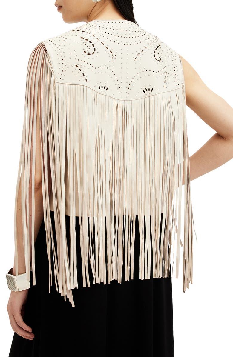 Elias Astral Leather Fringe Vest AllSaints