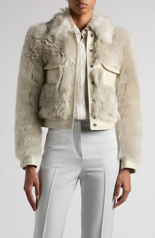 Genuine Shearling & Leather Crop Jacket TOM FORD