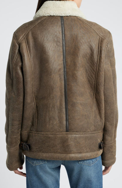 Genuine Shearling Lined Bomber Jacket Schott NYC