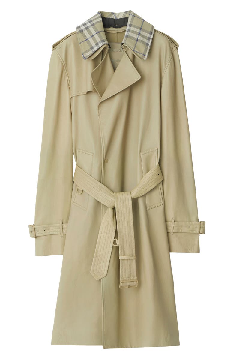 Plongé Leather Trench Coat with Removable Check Collar Burberry