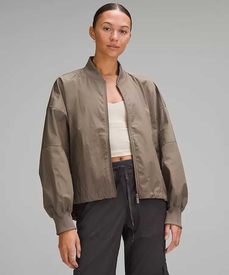 Lightweight Hem-Cinch Bomber Jacket