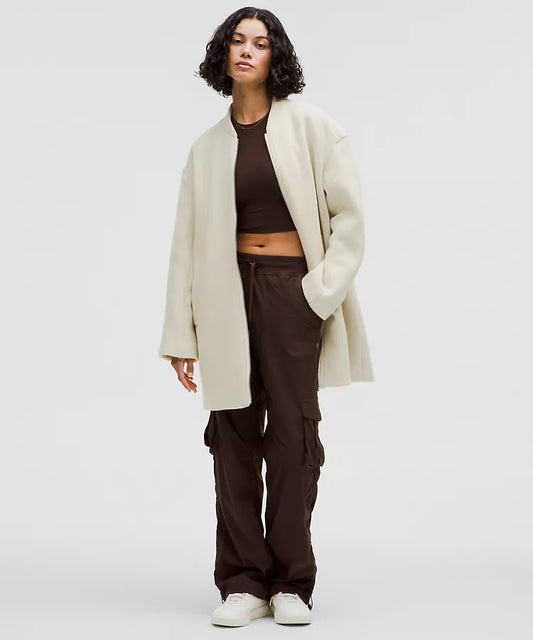 Relaxed-Fit Zip-Front Wool Coat