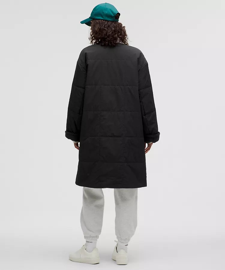 Fleece-Lined Insulated Long Coat