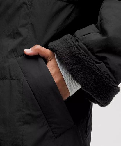 Fleece-Lined Insulated Long Coat