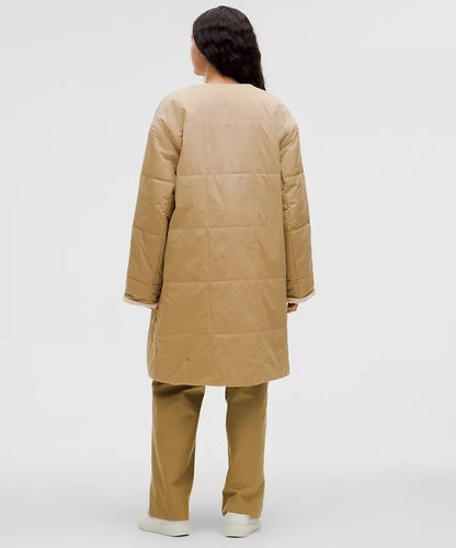 Fleece-Lined Insulated Long Coat