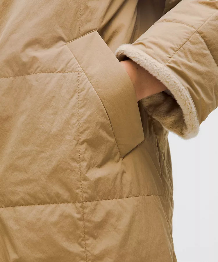 Fleece-Lined Insulated Long Coat