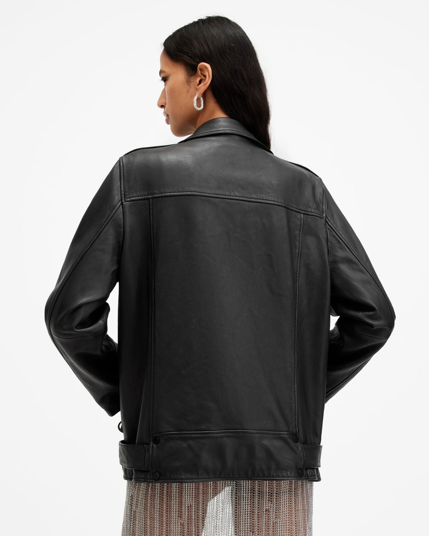 Billie Relaxed Fit Leather Biker Jacket