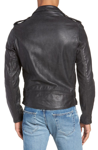 Hand Vintaged Cowhide Leather Motorcycle Jacket Schott NYC