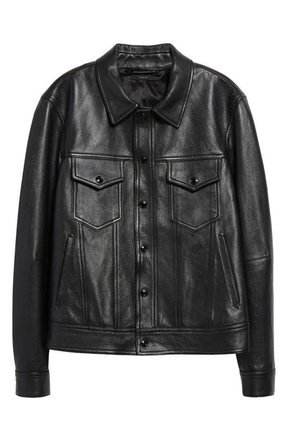 Grained Goatskin Leather Trucker Jacket TOM FORD