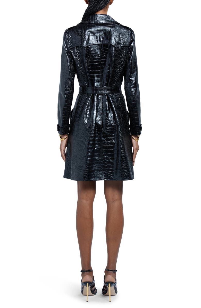 Belted Double Breasted Croc Embossed Leather Trench Coat TOM FORD