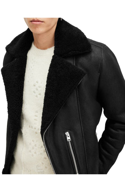 Xena Shearling Lined Leather Biker Jacket AllSaints