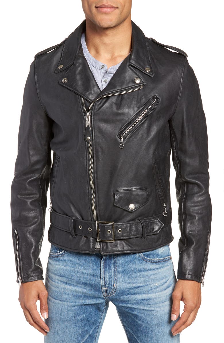 Hand Vintaged Cowhide Leather Motorcycle Jacket Schott NYC