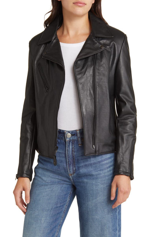 Clean Perfecto Asymmetric Leather Moto Jacket Schott NYC