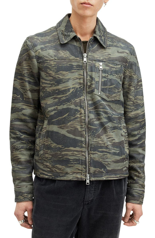 Eddy Camo Leather Jacket AllSaints