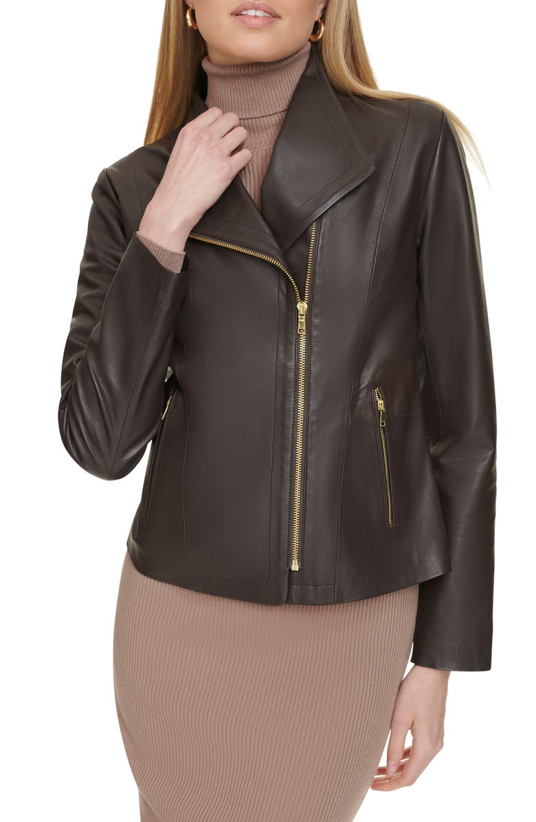 Asymmetric Zip Leather Jacket Cole Haan