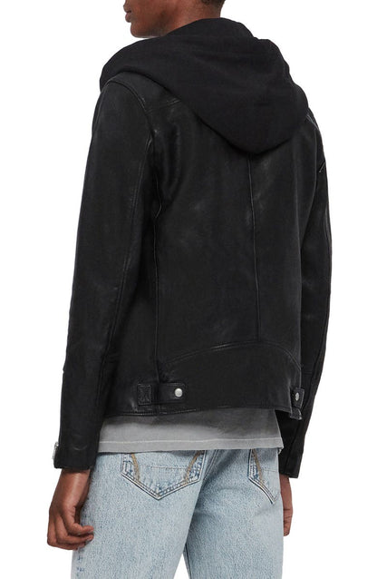 Harwood Hooded Leather Jacket AllSaints