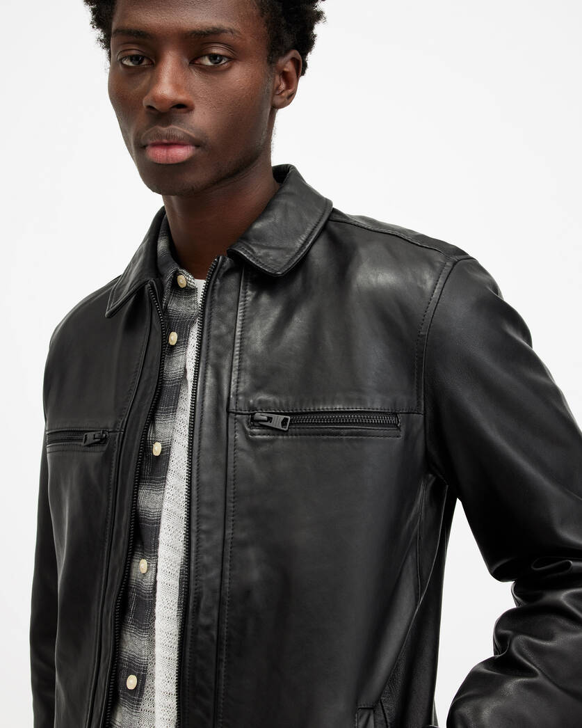 Luck Slim Front Zip Up Leather Jacket