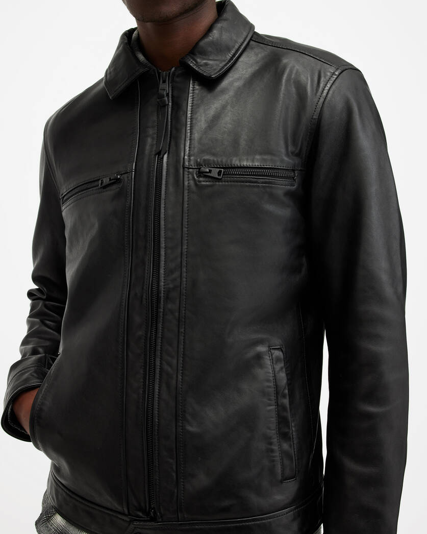 Luck Slim Front Zip Up Leather Jacket