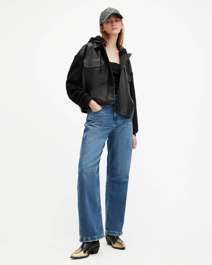 Morten Oversized Leather Trucker Jacket