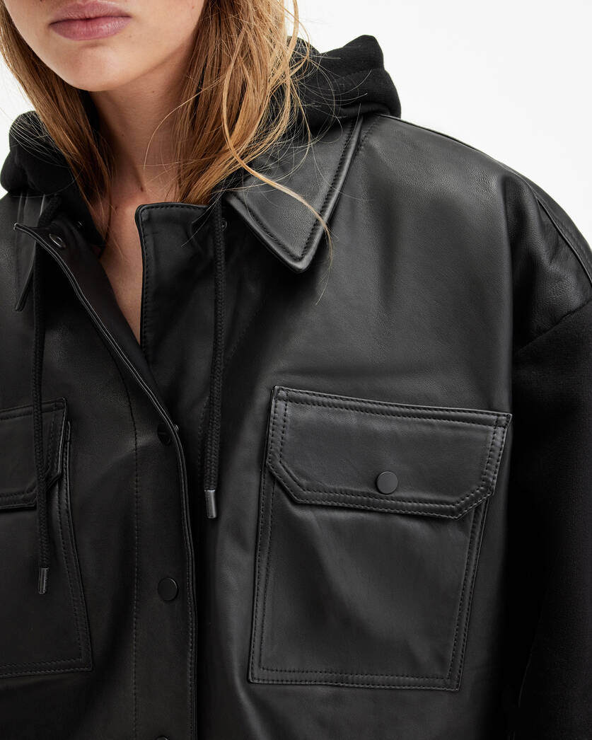 Morten Oversized Leather Trucker Jacket