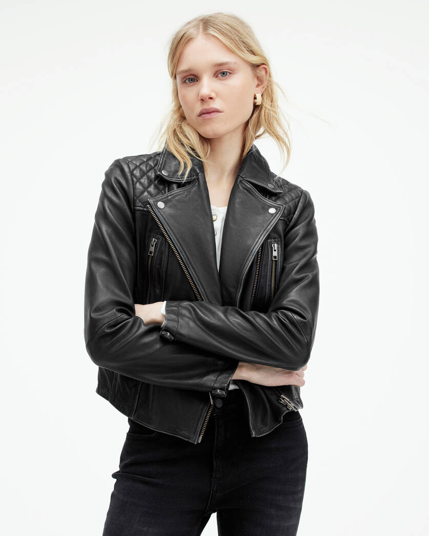 Dalby Slim Fit Leather Biker Jacket