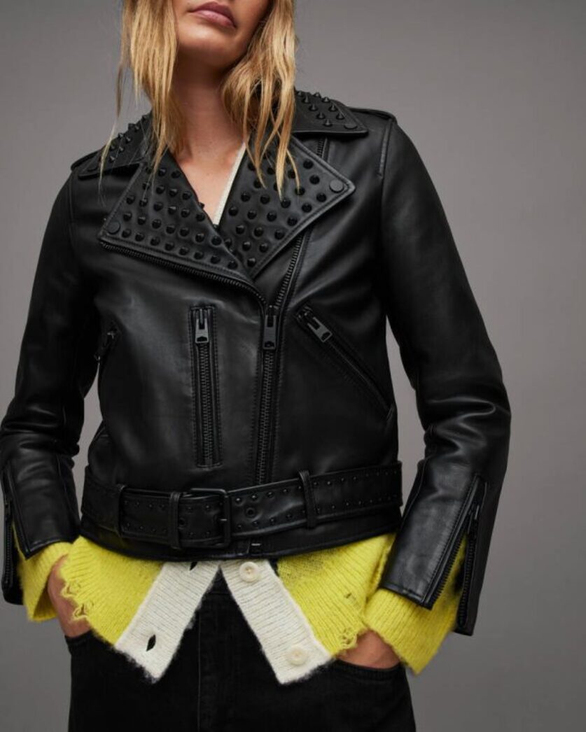 Balfern Studded Leather Biker Jacket